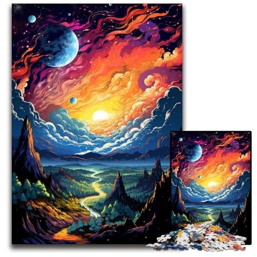 Fantasy Planetenlandschafts Puzzle 1000 Teile für Erwachsene Unmögliche Puzzles für Erwachsene Anspruchsvolles Denkspiel für Teenager Spaß für den Familienspieleabend 1000 Teile (75 x 50 cm) von ABKXDMZK