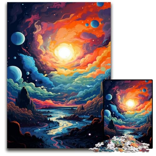 Fantasy Planetenlandschafts Puzzle für Erwachsene 1000 teiliges Holzpuzzle für die Heimdekoration ideales Weihnachts und Neujahrsgeschenk für Teenager 1000 PCS (75 x 50 cm) von ABKXDMZK