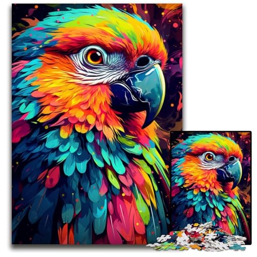 Fantasy Psychedelic Parrot 1000 teiliges Puzzle für Erwachsene Holzpuzzle für Erwachsene Interaktives Familienspiel Familienaktivitätsspiel 1000 Teile (75 x 50 cm) von ABKXDMZK