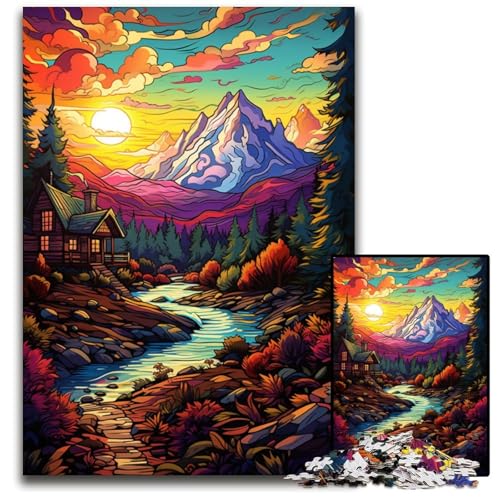 Fantasy Puzzle mit Sonnenuntergang und Bergen 1000 Teile Puzzle für Erwachsene perfekt für Familienspaß an Weihnachten Thanksgiving Geburtstagen und Ostern 1000 Teile (75 x 50 cm) von ABKXDMZK