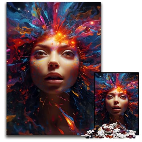 Fantasy Puzzle mit bunten Frauen 1000 Teile schwierige Puzzles für Erwachsene anspruchsvolles DIY Denkspiel perfektes Familienspiel oder dekoratives Geschenk 1000 Teile (75 x 50 cm) von ABKXDMZK