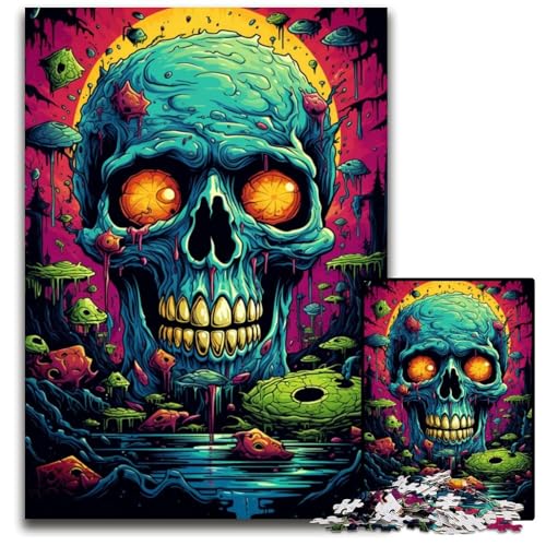 Fantasy Puzzle mit bunten Totenköpfen für Erwachsene 1000 Puzzles für Erwachsene zur Heimdekoration ideales Weihnachts und Neujahrsgeschenk für Teenager 1000 Teile (38 x 26 cm) von ABKXDMZK