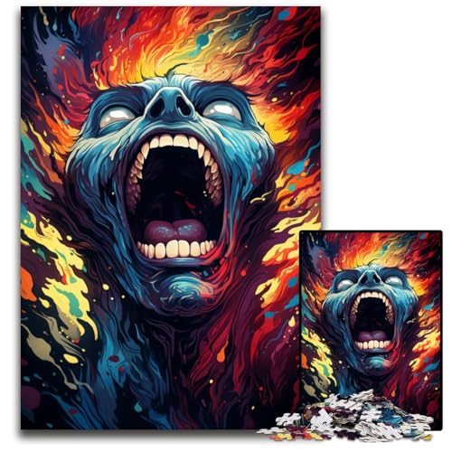 Fantasy Puzzle mit bunten Zombies 1000 Teile für Erwachsene Holzpuzzle für Erwachsene Geburtstage und Feiertage 1000 Teile (75 x 50 cm) von ABKXDMZK