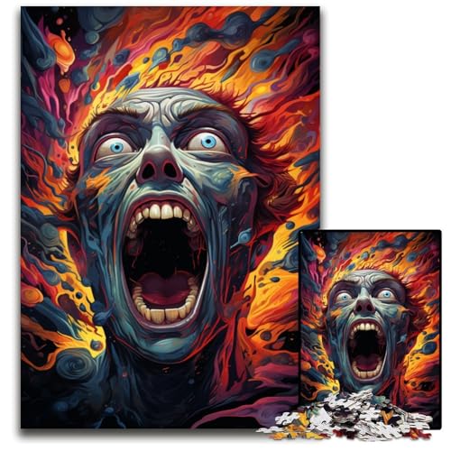 Fantasy Puzzle mit bunten Zombies 1000 Teile für Erwachsene Holzpuzzle für Erwachsene kompliziertes Design für Teenager DIY Dekoration und gehirnfördernder Spaß 1000 Teile (75 x 50 cm) von ABKXDMZK