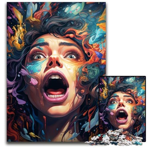 Fantasy Puzzle mit bunter Frau 1000 Teile schwierige Puzzles für Erwachsene interaktives Familienspiel Gehirn Herausforderung Lernspielzeug 1000 Teile (38 x 26 cm) von ABKXDMZK