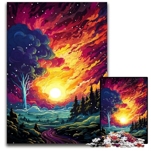 Fantasy Puzzle mit farbenfrohem Sonnenuntergang 1000 Teile Puzzle für Erwachsene anspruchsvolles Denkspiel entspannendes Spielzeug für Teenager 1000 Teile (38 x 26 cm) von ABKXDMZK