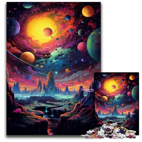 Fantasy Puzzle mit kosmischen Planeten 1000 Teile für Erwachsene Puzzle für Erwachsene anspruchsvolles Denkspiel für Teenager Spaß für den Familienspieleabend 1000 Teile (75 x 50 cm) von ABKXDMZK