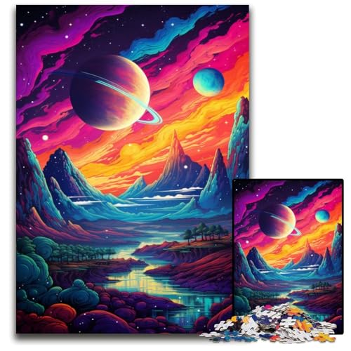 Fantasy Puzzle mit kosmischer Landschaft 1000 Teile für Erwachsene Holzpuzzle für Erwachsene Geburtstage und Feiertage 1000 Teile (75 x 50 cm) von ABKXDMZK