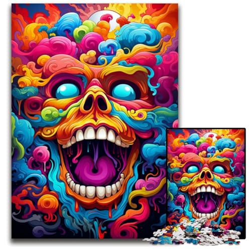 Fantasy Puzzle mit psychedelischen Monstern 1000 Teile für Erwachsene Holzpuzzle farbenfrohe Heimdekoration und interaktives Familienspiel 1000 Teile (75 x 50 cm) von ABKXDMZK