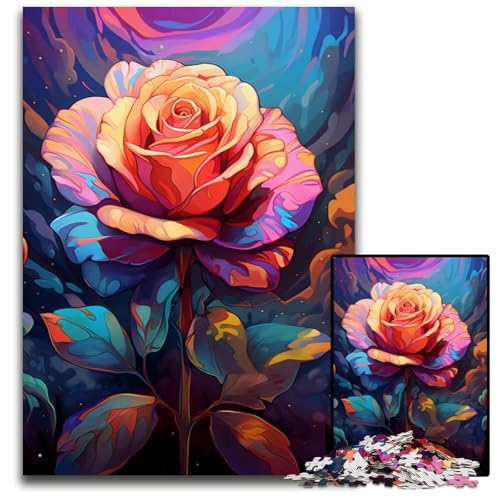 Fantasy Rose Puzzle für Erwachsene 1000 teiliges Holzpuzzle kreatives Familienspiel und Heimdekoration Teenager 1000 Teile (75 x 50 cm) von ABKXDMZK