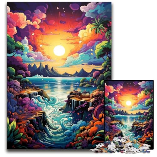 Fantasy Sonnenuntergang am Strand 1000 Teile Puzzle Geschenke schwierige Puzzles für Erwachsene pädagogisches Denkspiel künstlerische Heim und Bürodekoration Alter 1000 PCS (75 x 50 cm) von ABKXDMZK