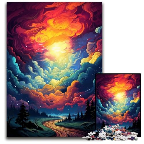 Fantasy Sonnenuntergangslandschaft Puzzle 1000 Teile für Erwachsene Puzzle für Erwachsene anspruchsvolles Denkspiel für Teenager Spaß für den Familienspieleabend 1000 Teile (38 x 26 cm) von ABKXDMZK