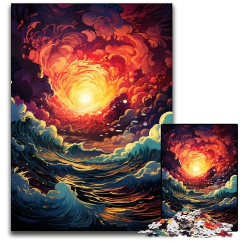 Fantasy Sonnenuntergangslandschaft Puzzle 1000 Teile schwierige Puzzles für Erwachsene interaktives Familienspiel Gehirn Herausforderung Lernspielzeug 1000 Teile (75 x 50 cm) von ABKXDMZK