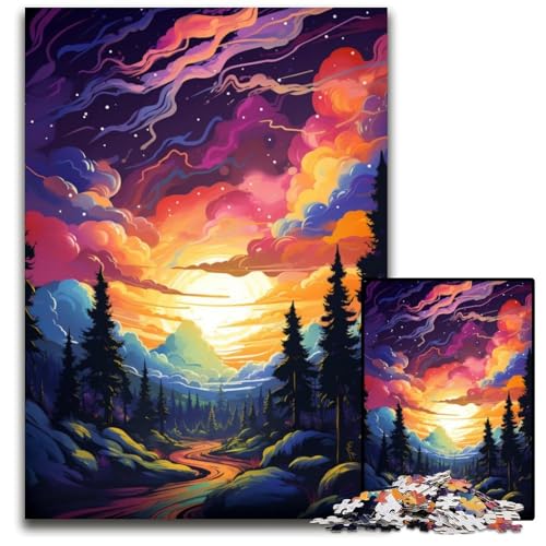 Fantasy Sonnenuntergangslandschaft Puzzle für Erwachsene 1000 Teile unmögliches Puzzle für Erwachsene Denkspiel für Teenager 1000 Teile (38 x 26 cm) von ABKXDMZK