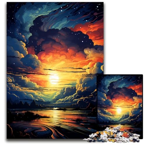 Fantasy Sonnenuntergangslandschafts Puzzles für 1000 Teile Holzpuzzles für Erwachsene Heimdekoration und Urlaubsspaß 1000 Teile (75 x 50 cm) von ABKXDMZK
