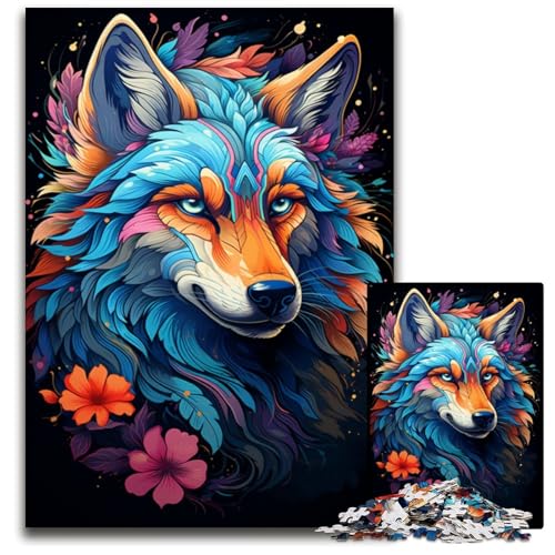 Fantasy Zeichnung von Wolfs Puzzles für 1000 Teile Puzzles für Erwachsene und Teenager Spieleabend mit der Familie hirnfordernde Geschenkidee 1000 Teile (75 x 50 cm) von ABKXDMZK