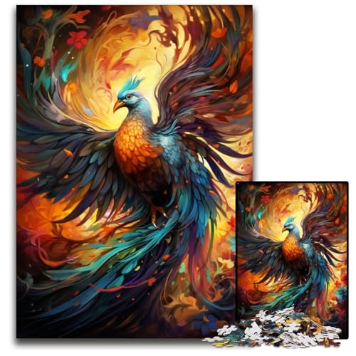 Feuerfarbene Phönix Puzzles für 1000 Teile Holzpuzzles Denkspiel für Teenager und Familieninteraktion 1000 Teile (75 x 50 cm) von ABKXDMZK