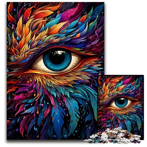 Feuerfarbene Phönixaugen 1000 teiliges Puzzle für Erwachsene Holzpuzzle anspruchsvolle Denksportaufgabe Familienaktivität Heimdekoration 1000 Teile (75 x 50 cm) von ABKXDMZK