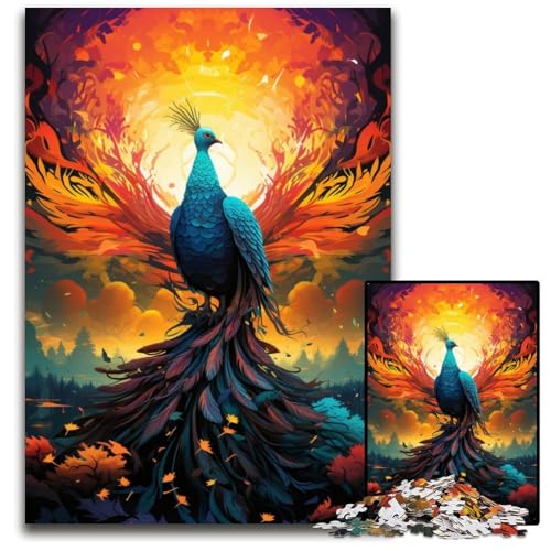 Feuerfarbenes Phönix Puzzle 1000 Teile schwierige Puzzles für Erwachsene interaktives Familienspiel Gehirn Herausforderung Lernspielzeug 1000 Teile (38 x 26 cm) von ABKXDMZK