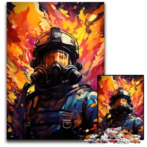 Feuerwehrmanns farbenfrohes psychedelisches Puzzle für Erwachsene 1000 Teile unmögliches Puzzle für Erwachsene Denkspiel für Teenager 1000 Teile (38 x 26 cm) von ABKXDMZK