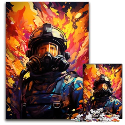 Feuerwehrmanns farbenfrohes psychedelisches Puzzle für Erwachsene 1000 Teile unmögliches Puzzle für Erwachsene Denkspiel für Teenager 1000 Teile (75 x 50 cm) von ABKXDMZK