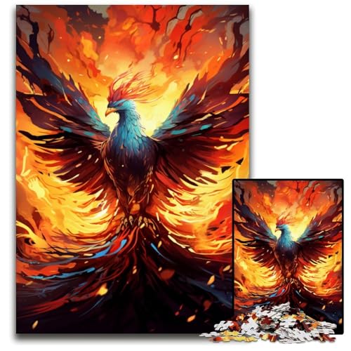 Flame Phoenix 1000 teiliges Puzzle für Erwachsene Holzpuzzle anspruchsvolles Denkspiel Familienaktivität Heimdekoration 1000 Teile (75 x 50 cm) von ABKXDMZK