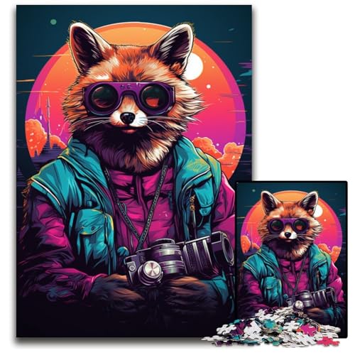 Fox Boss trägt Sonnenbrille 1000 teiliges Puzzle für Erwachsene Holzpuzzle für Erwachsene für Teenager Familienspieleabend hirnfordernde Geschenkidee 1000 Teile (75 x 50 cm) von ABKXDMZK