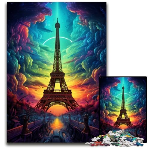 Frankreich Eiffelturm 1000 teiliges Puzzle Holzpuzzle für Erwachsene für Teenager und Familien perfekte DIY Dekoration und knifflige Herausforderung 1000 Teile (75 x 50 cm) von ABKXDMZK