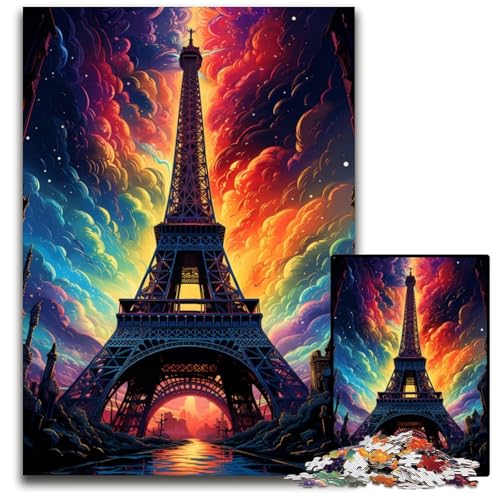Frankreich Eiffelturm 1000 teiliges Puzzle Holzpuzzle für Erwachsene für Teenager und Familien perfekte DIY Dekoration und knifflige Herausforderung 1000 Teile (75 x 50 cm) von ABKXDMZK