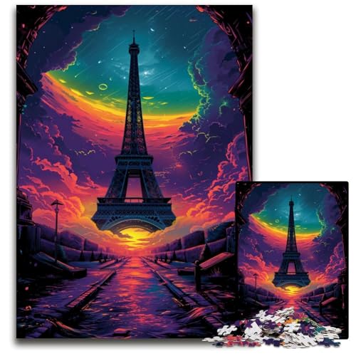 Frankreich Eiffelturm 1000 teiliges Puzzle für Erwachsene Holzpuzzle anspruchsvolles Denkspiel Familienaktivität Heimdekoration 1000 Teile (75 x 50 cm) von ABKXDMZK