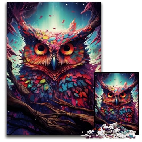Future Buntes psychedelisches Eulen Puzzle für Erwachsene 1000 teiliges Papierpuzzle für die ganze Familie Denksportaufgabe Heimdekoration 1000 Teile (38 x 26 cm) von ABKXDMZK