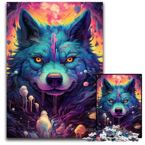 Future Colorful Psychedelic Dog Puzzle 1000 Teile Schwierige Puzzles für Erwachsene Interaktives Familienspiel Gehirn Herausforderung Lernspielzeug 1000 PCS (75x50cm) von ABKXDMZK