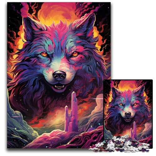 Future Colorful Psychedelic Dog Puzzles für 1000 Teile Holzpuzzles für Erwachsene Heimdekoration und Urlaubsspaß 1000 Teile (75 x 50 cm) von ABKXDMZK