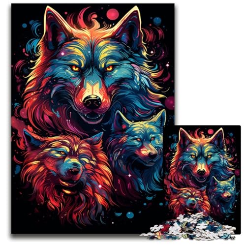 Galaxy Wolf Puzzle für Erwachsene 1000 teiliges Holzpuzzle kreatives Familienspiel und Heimdekoration Teenager 1000 Teile (75 x 50 cm) von ABKXDMZK