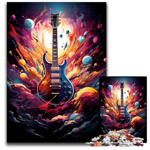 Gitarre im Universum Puzzle für Erwachsene 1000 teiliges Holzpuzzle für die Heimdekoration ideales Weihnachts und Neujahrsgeschenk für Teenager 1000 PCS (75 x 50 cm) von ABKXDMZK