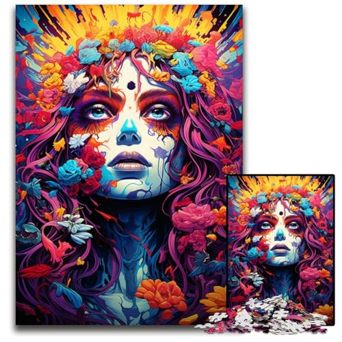 Göttin der Farben Kunst Puzzle 1000 Teile schwierige Puzzles für Erwachsene interaktives Familienspiel Gehirn Herausforderung Lernspielzeug 1000 Teile (75 x 50 cm) von ABKXDMZK