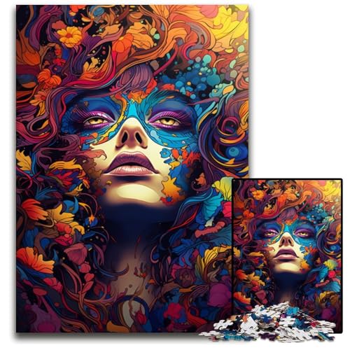 Göttin der Farbkunst 1000 teiliges Puzzle für Erwachsene Holzpuzzle für Erwachsene interaktives Familienspiel Familienaktivitätsspiel 1000 Teile (75 x 50 cm) von ABKXDMZK