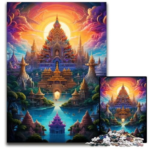 Großer Palast von Thailand 1000 teiliges Puzzle für Erwachsene Holzpuzzle für Erwachsene interaktives Familienspiel Familienaktivitätsspiel 1000 Teile (75 x 50 cm) von ABKXDMZK