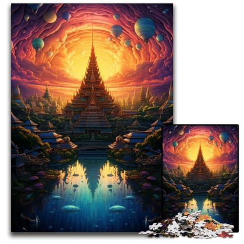 Großer Palast von Thailand Puzzle für Erwachsene 1000 Puzzles für Erwachsene zur Heimdekoration ideales Weihnachts und Neujahrsgeschenk für Teenager 1000 Teile (75 x 50 cm) von ABKXDMZK
