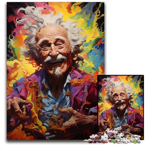 Happy Old Man 1000 teiliges Puzzle für Erwachsene Holzpuzzle für Erwachsene Interaktives Familienspiel Familienaktivitätsspiel 1000 Teile (75 x 50 cm) von ABKXDMZK