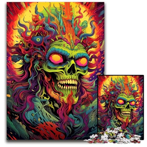 Höllendämonen Puzzle 1000 Teile für Erwachsene Holzpuzzle farbenfrohe Heimdekoration und interaktives Familienspiel 1000 Teile (75 x 50 cm) von ABKXDMZK