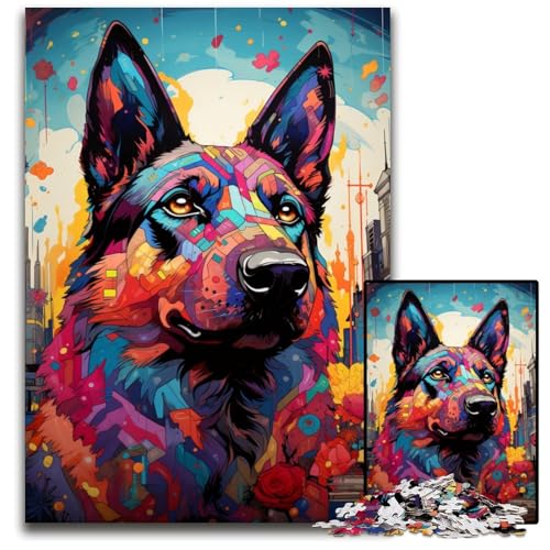 Hound's Buntes psychedelisches Puzzle 1000 Teile für Erwachsene Holzpuzzle Bunte Heimdekoration und interaktives Familienspiel 1000 Teile (75 x 50 cm) von ABKXDMZK
