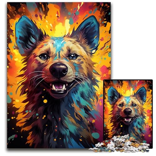 Hyänen Puzzle farbenfroh psychedelisch 1000 Teile Puzzle perfekt für Familienspaß an Weihnachten Thanksgiving Geburtstagen und Ostern 1000 Teile (75 x 50 cm) von ABKXDMZK