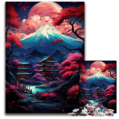 Inspirierendes Puzzle mit japanischen Bäumen und Bergen 1000 Teile Puzzle perfekt für Familienspaß an Weihnachten Thanksgiving Geburtstagen und Ostern 1000 Teile (38 x 26 cm) von ABKXDMZK
