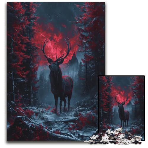 Iris Hirsch im Wald Puzzle für Erwachsene 1000 Teile Unmögliches Puzzle für Erwachsene Denkspiel für Teenager 1000 Teile (38 x 26 cm) von ABKXDMZK