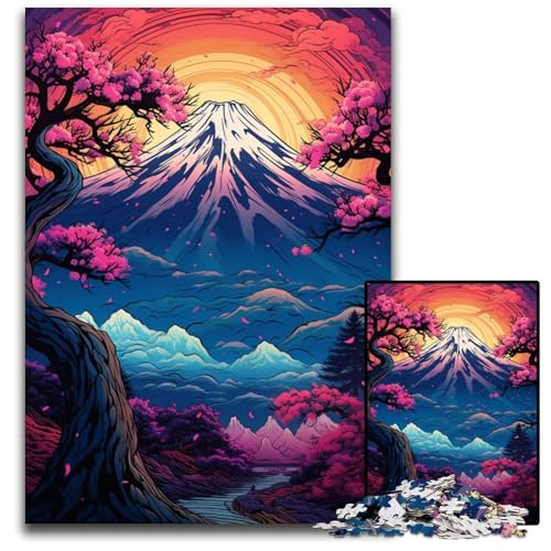 Japanische Bäume und Berge Inspiration Puzzle 1000 Teile Schwierige Puzzles für Erwachsene Interaktives Familienspiel Gehirn Herausforderung Lernspielzeug 1000 PCS (75x50cm) von ABKXDMZK