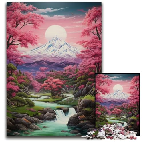 Japanische Berglandschaft 1000 teiliges Puzzle für Erwachsene Holzpuzzle für Erwachsene interaktives Familienspiel Familienaktivitätsspiel 1000 Teile (75 x 50 cm) von ABKXDMZK