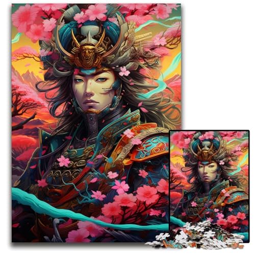 Japanische Sakura Krieger Puzzles für 1000 Teile Holzpuzzles Denksportaufgabe für Teenager und Familieninteraktion 1000 Teile (75 x 50 cm) von ABKXDMZK