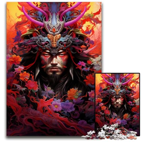 Japanisches Sakura Krieger Puzzle 1000 Teile für Erwachsene Papierpuzzle farbenfrohe Heimdekoration und interaktives Familienspiel 1000 Teile (38 x 26 cm) von ABKXDMZK