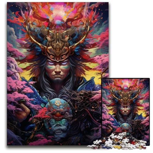 Japanisches Sakura Samurai Puzzle mit 1000 Teilen für Erwachsene Puzzle für Erwachsene für Teenager Familienspieleabend hirnfordernde Geschenkidee 1000 Teile (75 x 50 cm) von ABKXDMZK